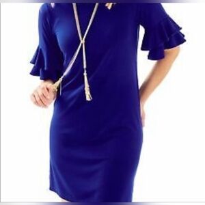 Lilly Pulitzer Lula Dress in Royal Blue Sz XS Ruffle Sleeve Preppy Vacation